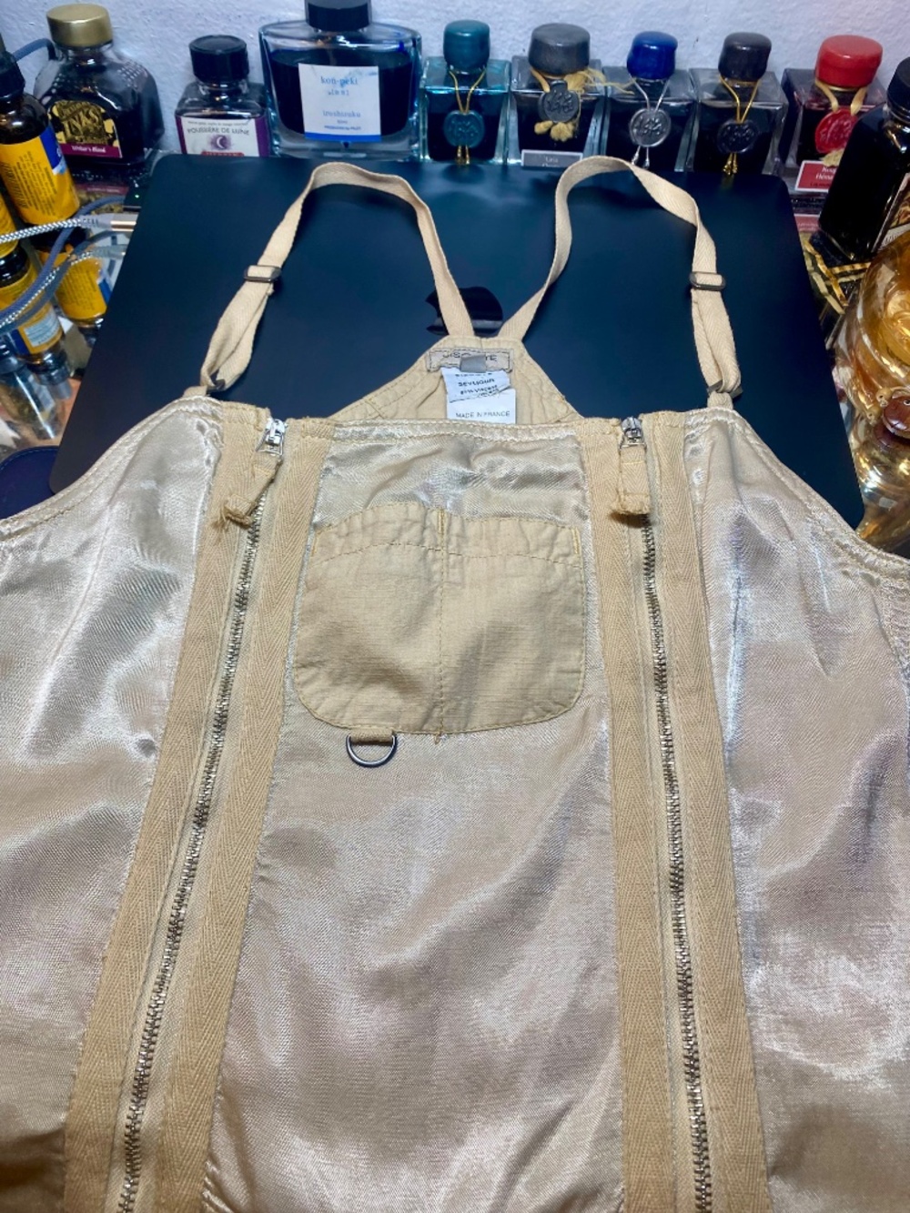 VTG Biscote Seymour Metallic Cargo Jumpsuit • Y2K Archival Cyber Gorpcore S NWOT - Picture 8 of 16